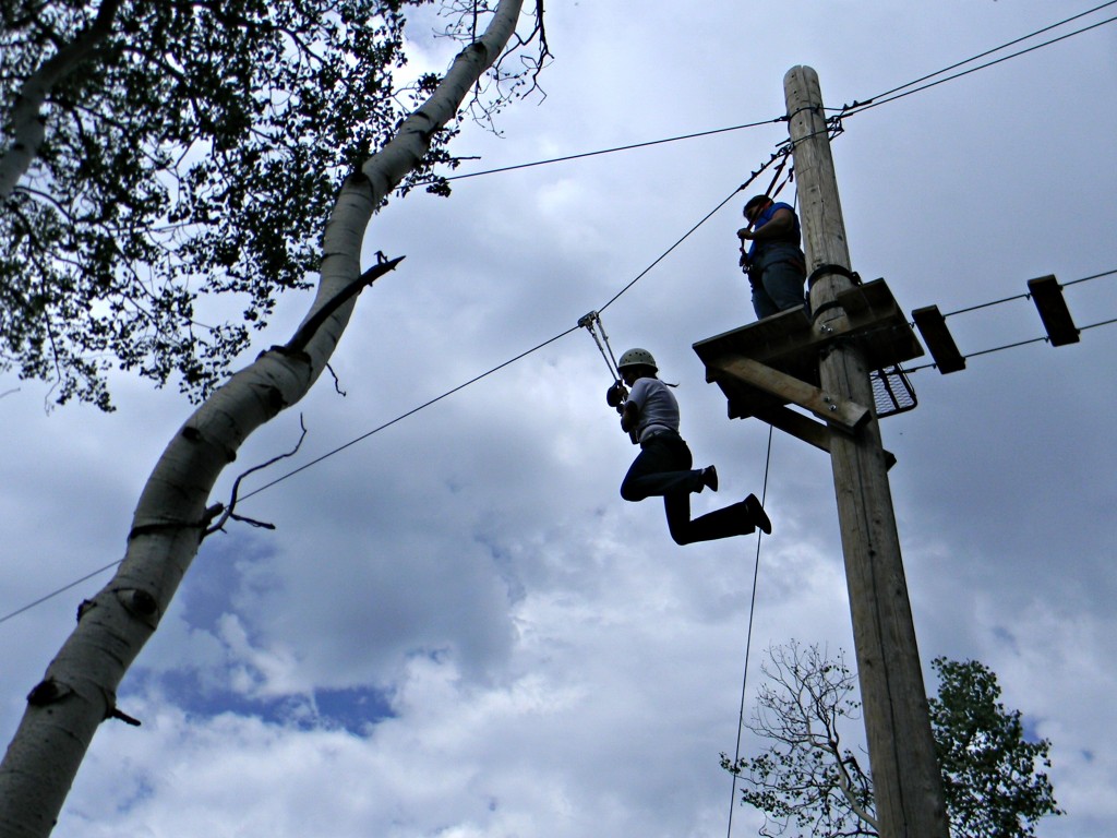 girls camp bailee on zip line
