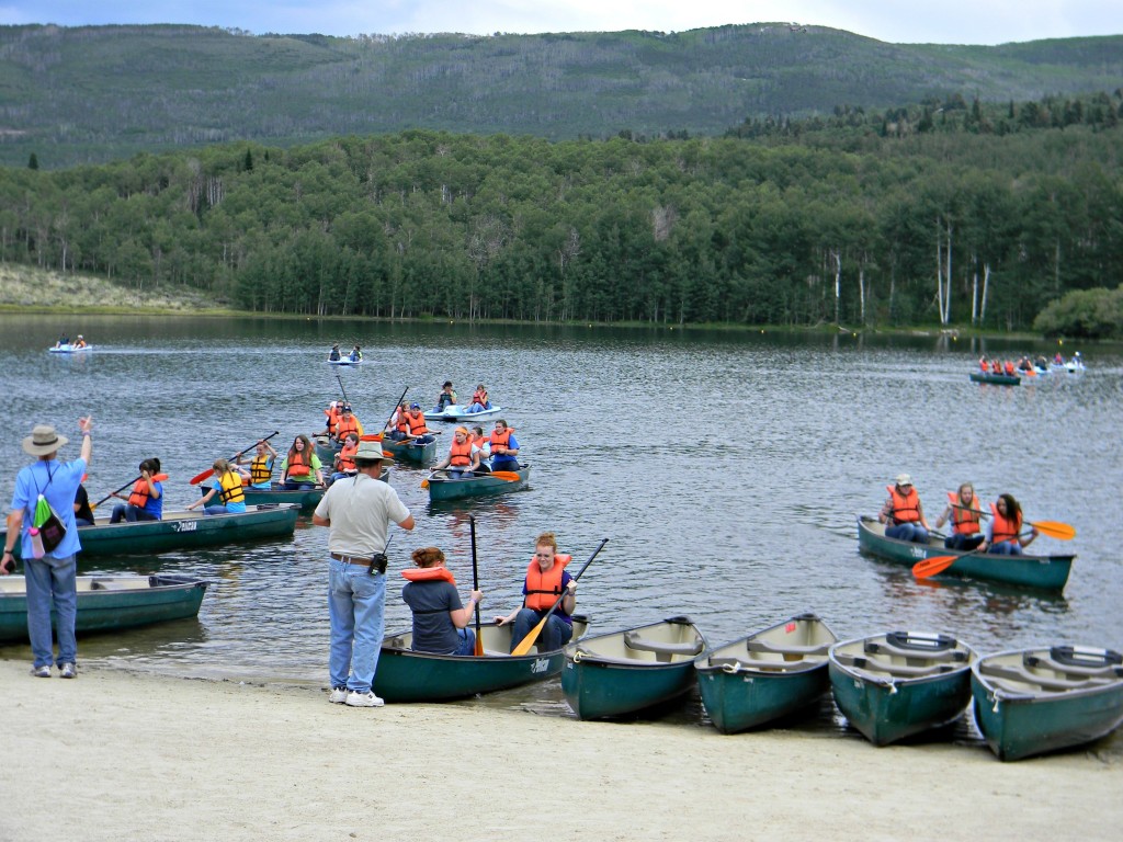 girls camp canoeing
