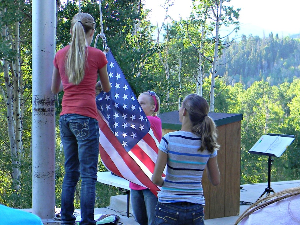 girls camp flag ceremony