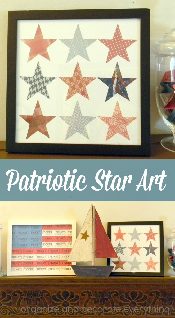Patriotic Star Art is easy to make using scrapbook paper and a star shape. jpg