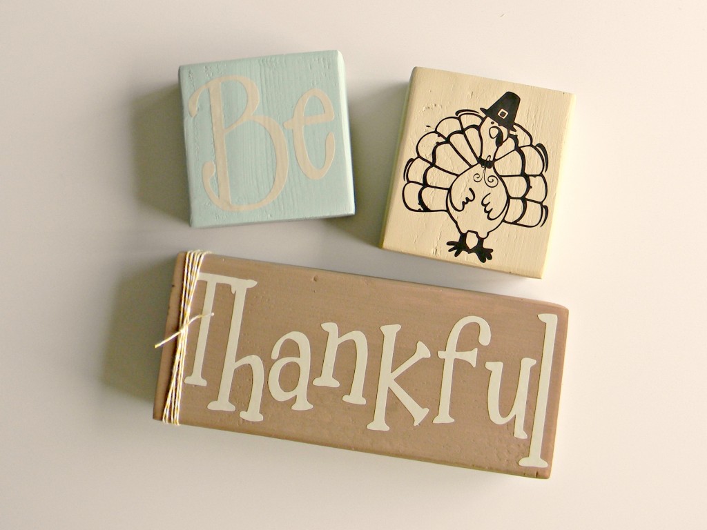 Be Thankful Blocks vinyl words