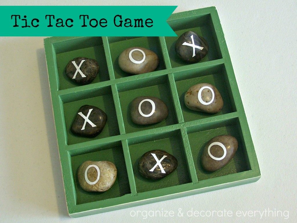 Tic Tac Toe Board Game with Rocks