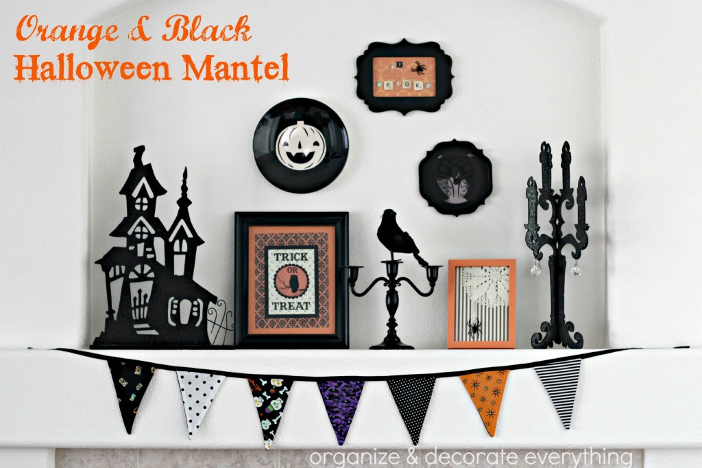 Orange & Black Halloween Mantel.1