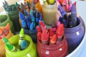 crayons in jar