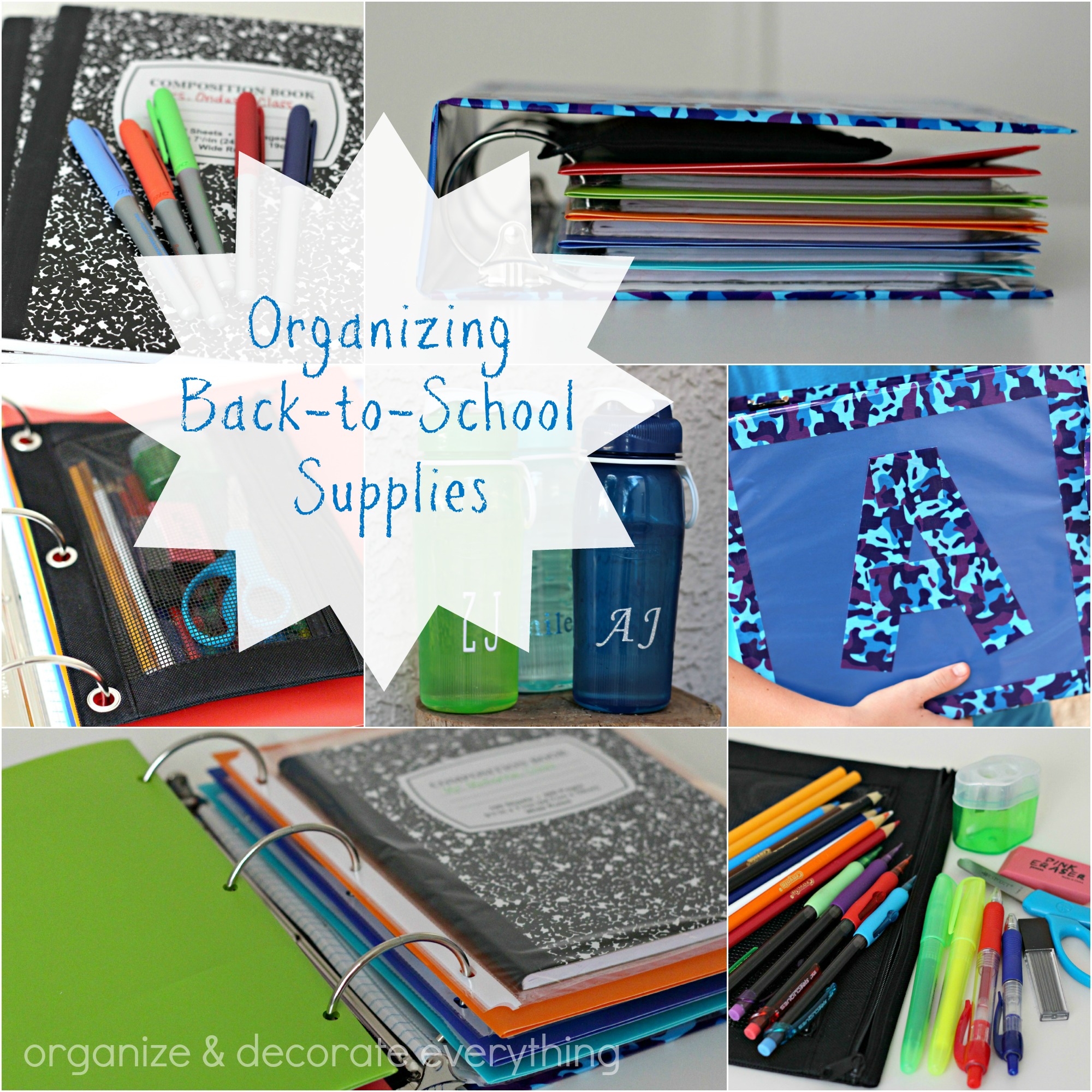 organizing back to school supplies