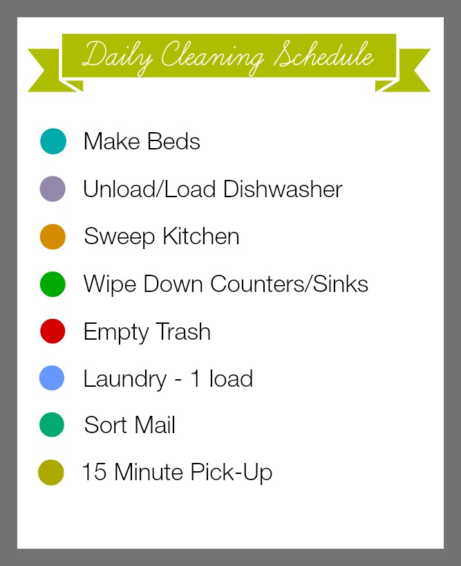 Daily Cleaning Schedule Printable - Organize and Decorate Everything