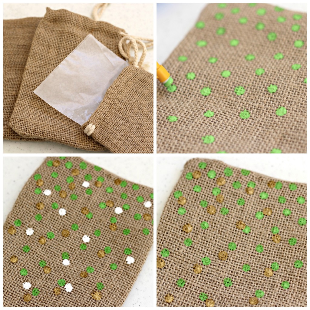 DIY St. Patrick's Day Confetti Burlap Bags - Easy gift idea!