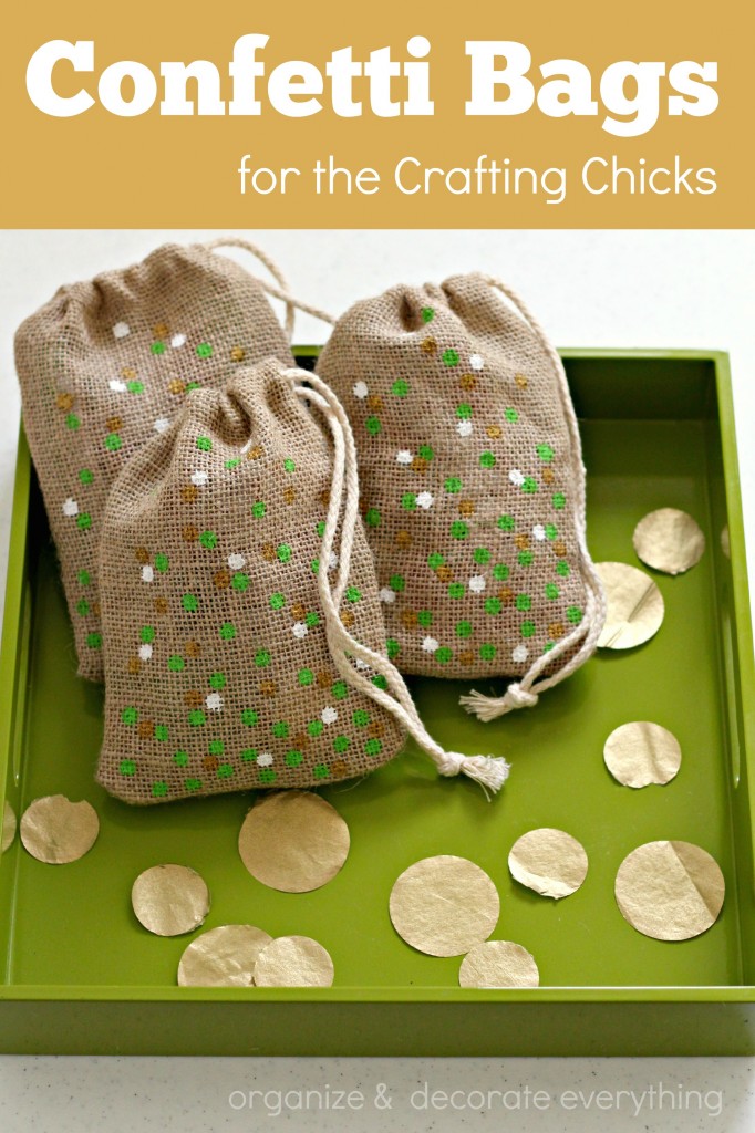 DIY St. Patrick's Day Confetti Burlap Bags - Easy gift idea!