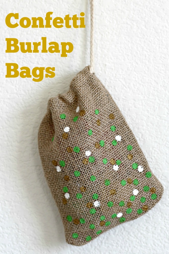 DIY St. Patrick's Day Confetti Burlap Bags - Easy gift idea!