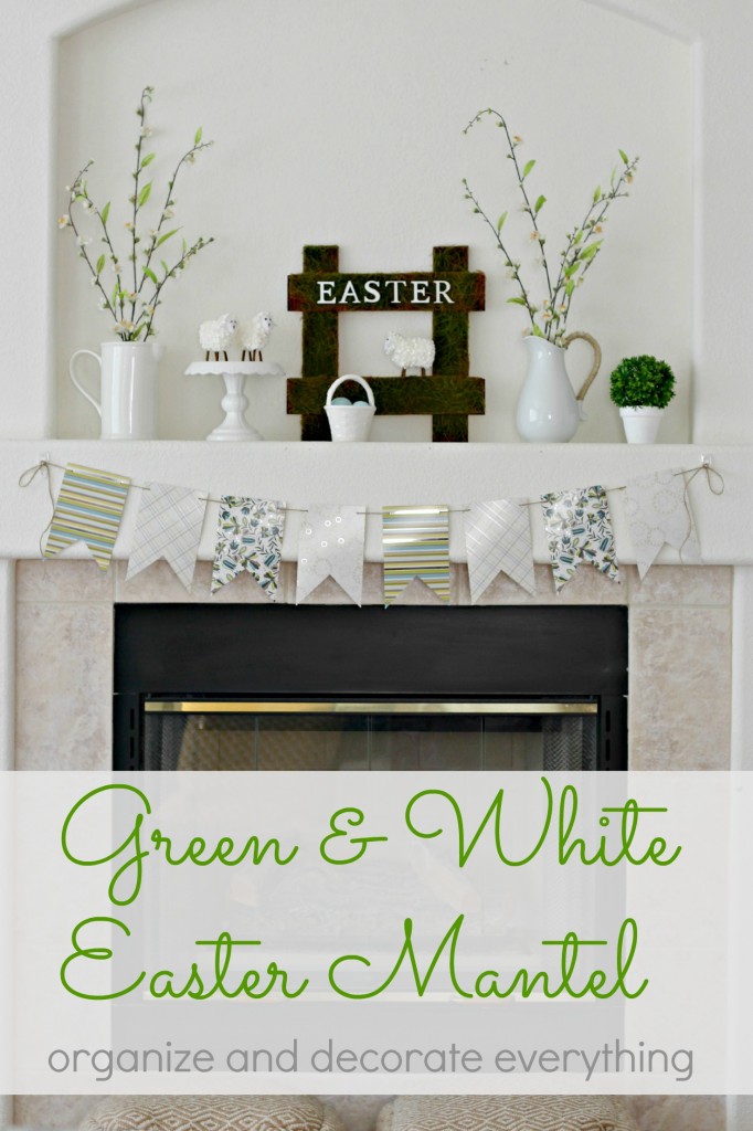 Green and White Easter Mantel