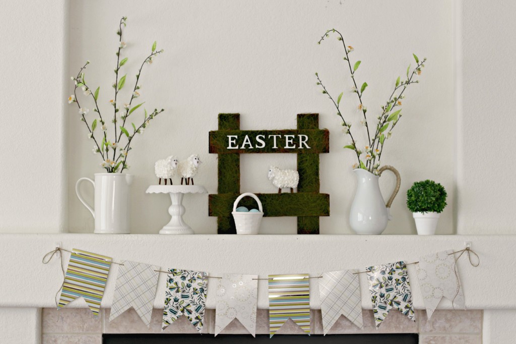 Green and White Easter Mantel horizontal .1