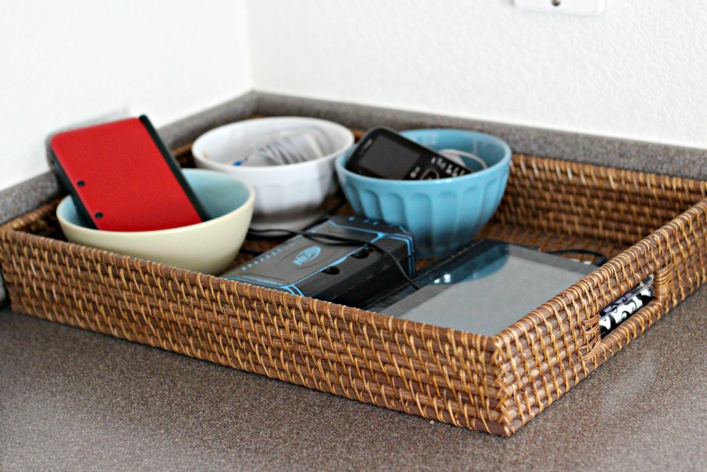 organizing electronics in the kitchen