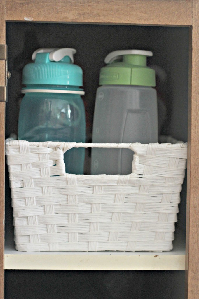 organizing water bottles