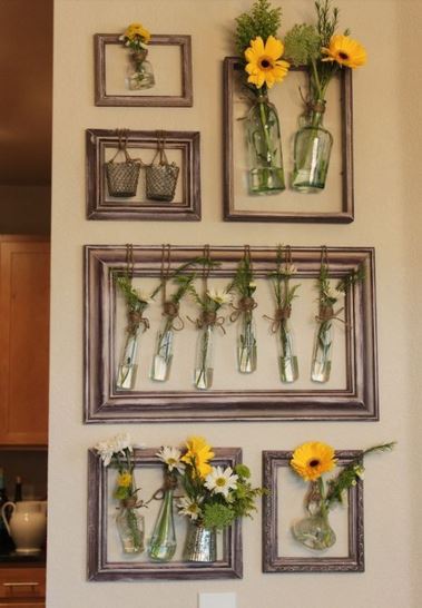 How to Decorate with Florals - framed flowers in vases