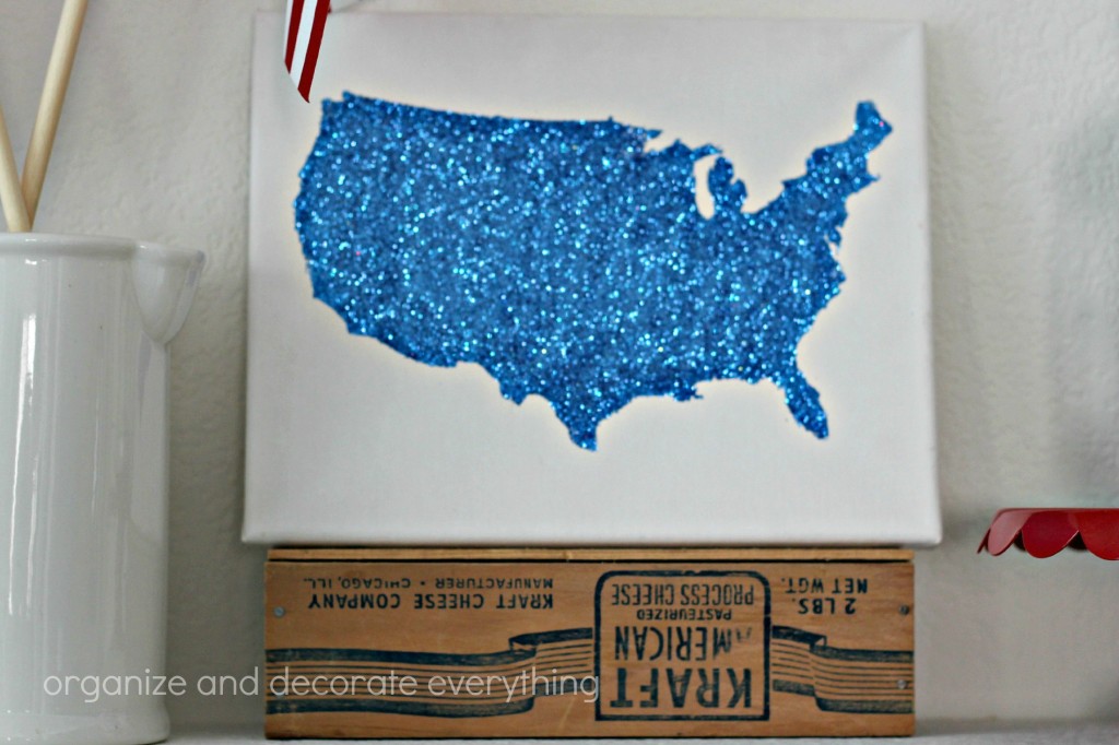 Patriotic Mantel glitter map