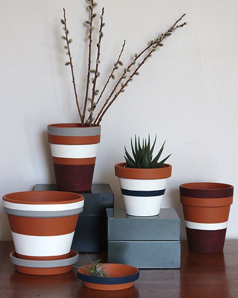 Pots Painted Stripes