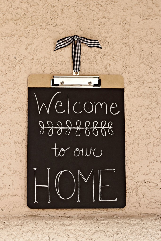 Chalkboard Clipboards Welcome to our Home sign