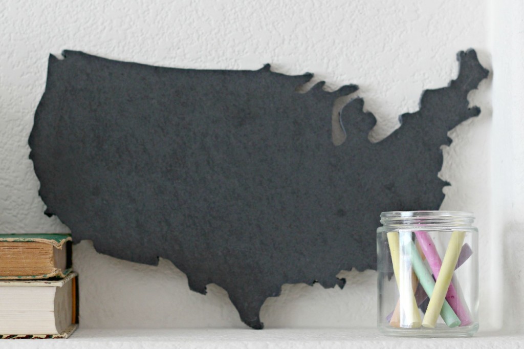 School Mantel chalkboard map.1