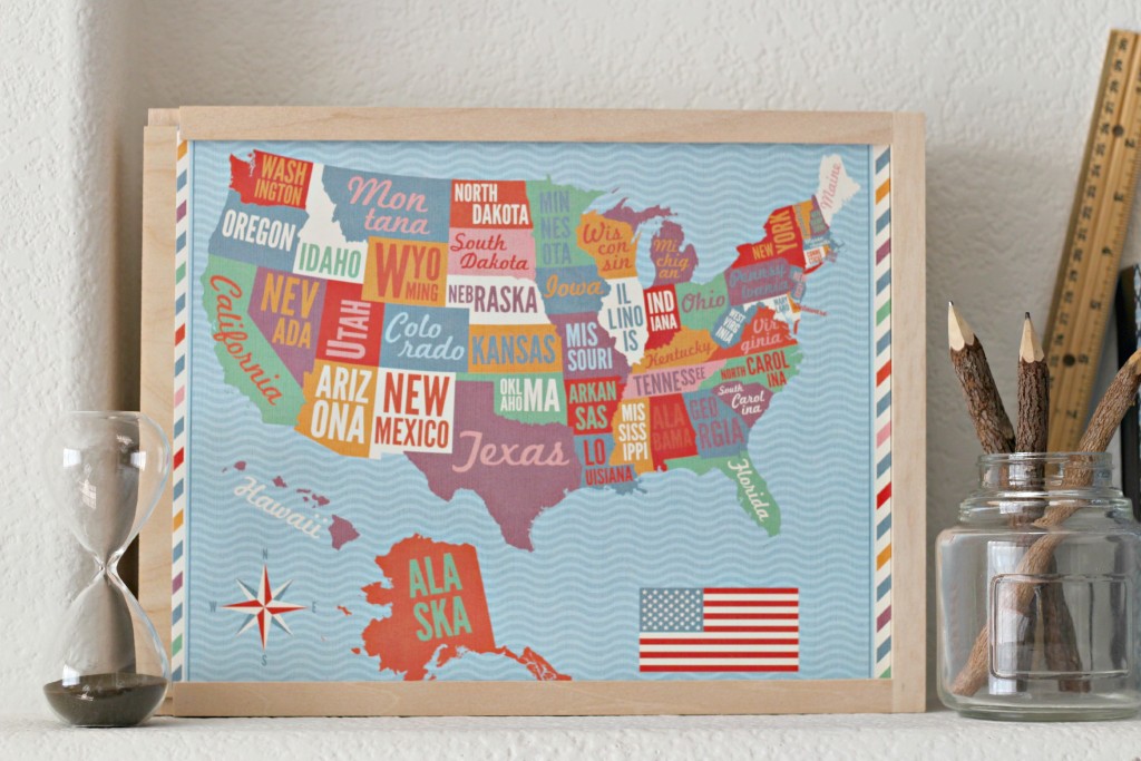 School Mantel scrapbook paper map.1