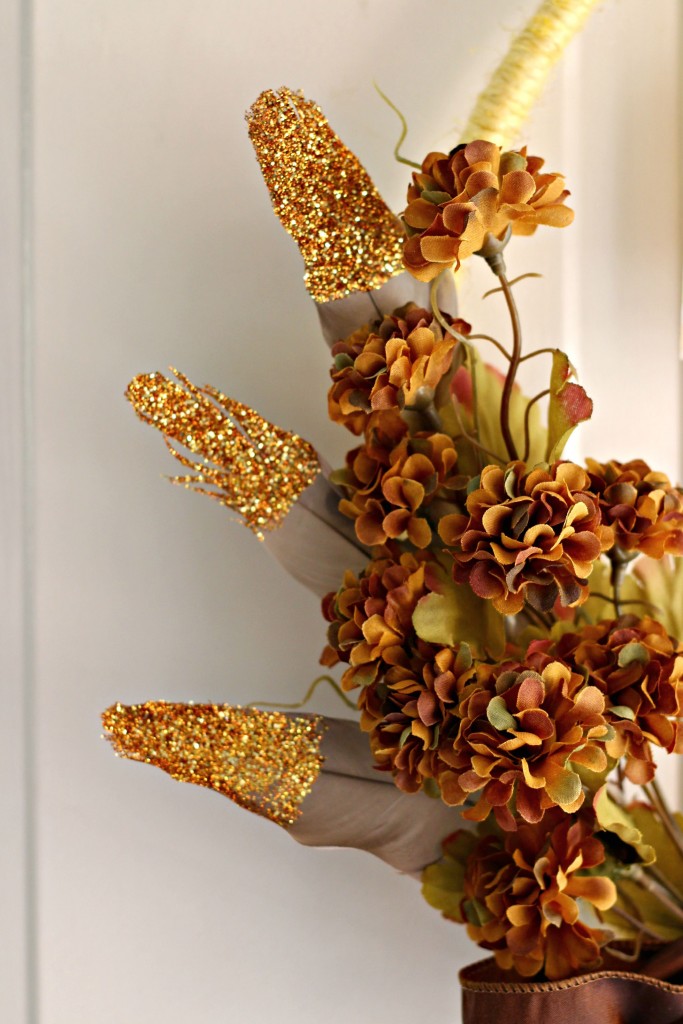 Fall Hoop Wreath feathers