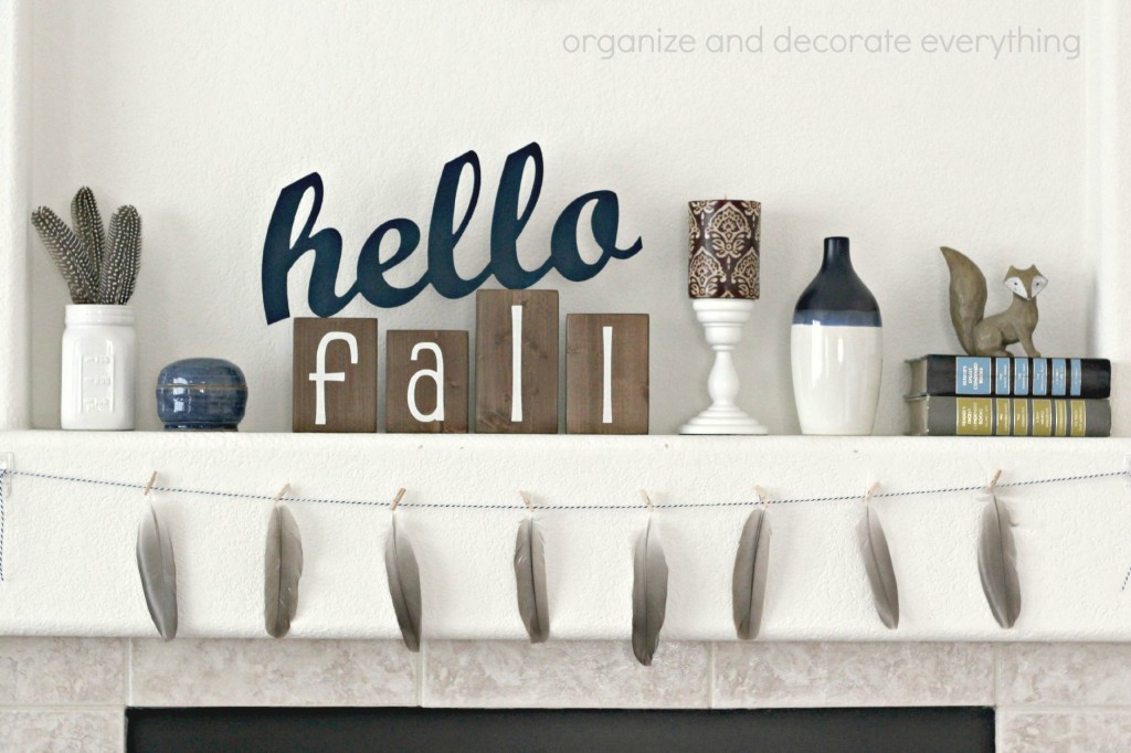 Hello Fall Mantel with garland