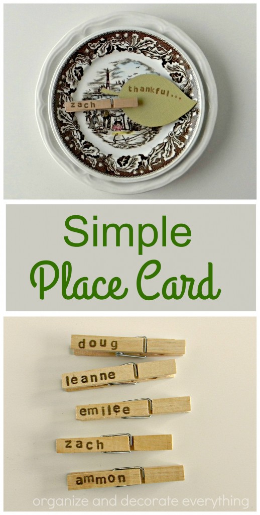 Simple Clothespin and Leaf Place Card