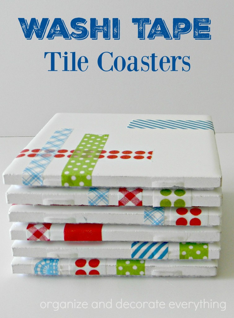 washi tape tile coasters