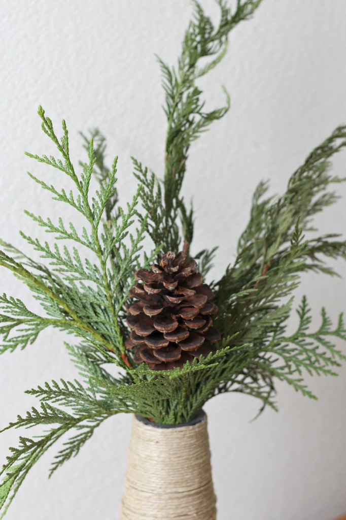 Pine Boughs in twine wrapped vase or jar
