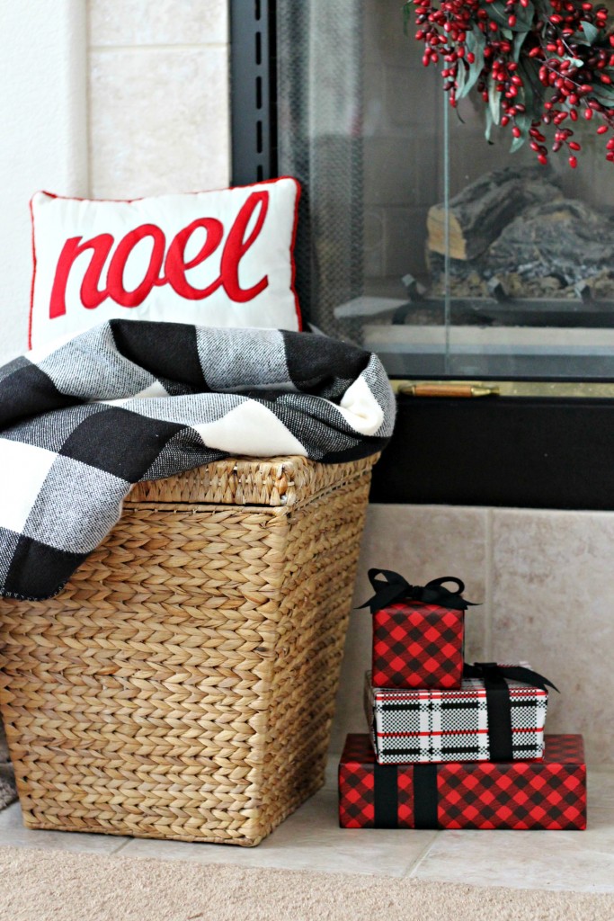 Red and Black mantel pillow and blanket