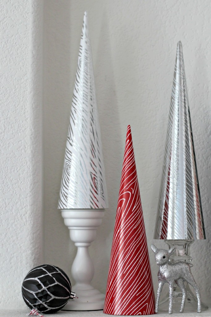 Red and black mantel cone trees