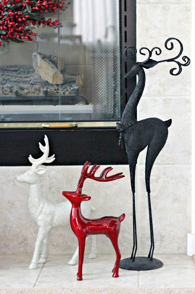 Red and black mantel reindeer