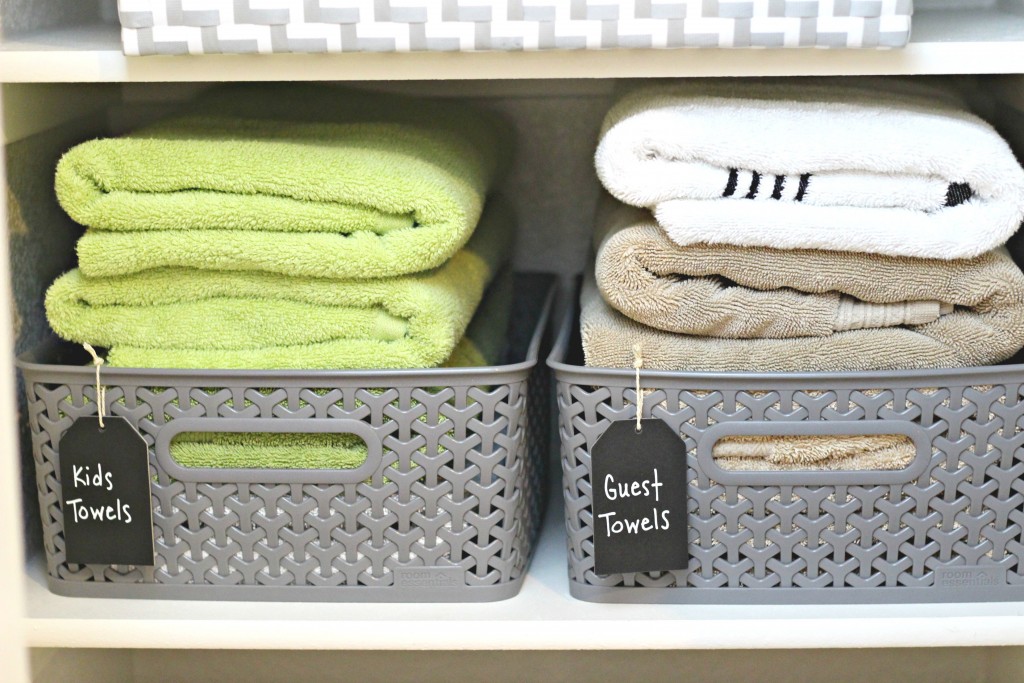 Linen closet guest towels basket