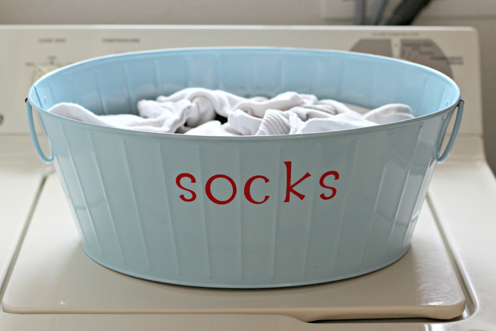 Sock Bucket with vinyl letters