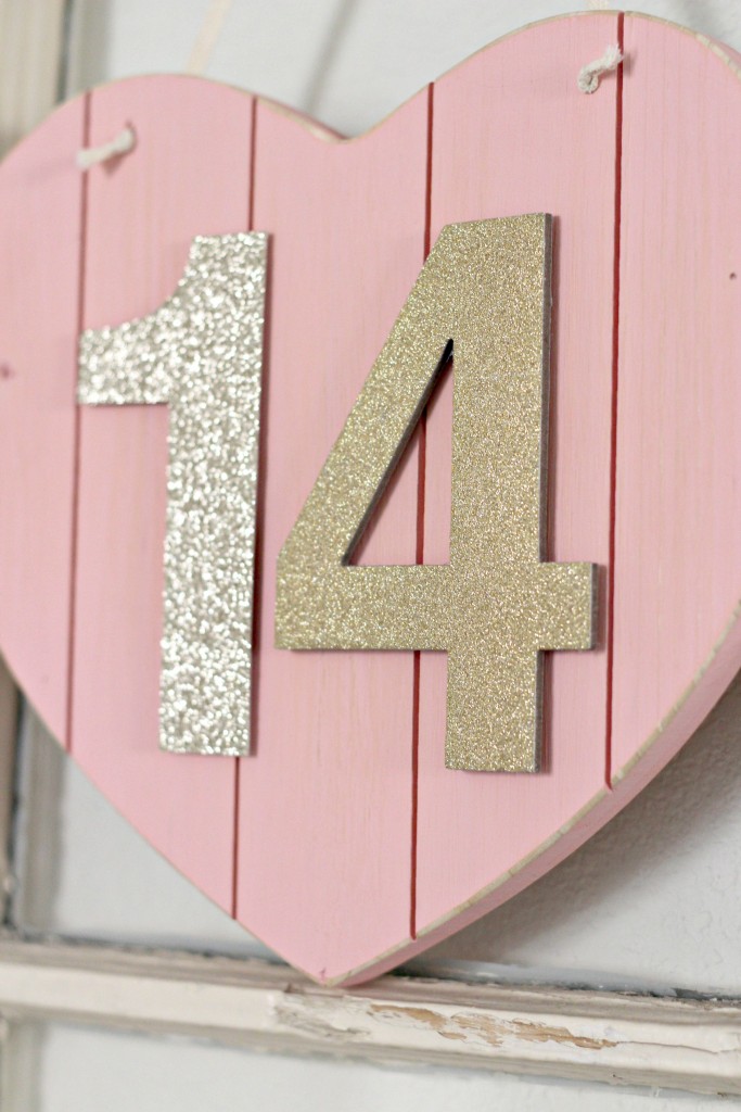 Wood Heart Glitter Numbers