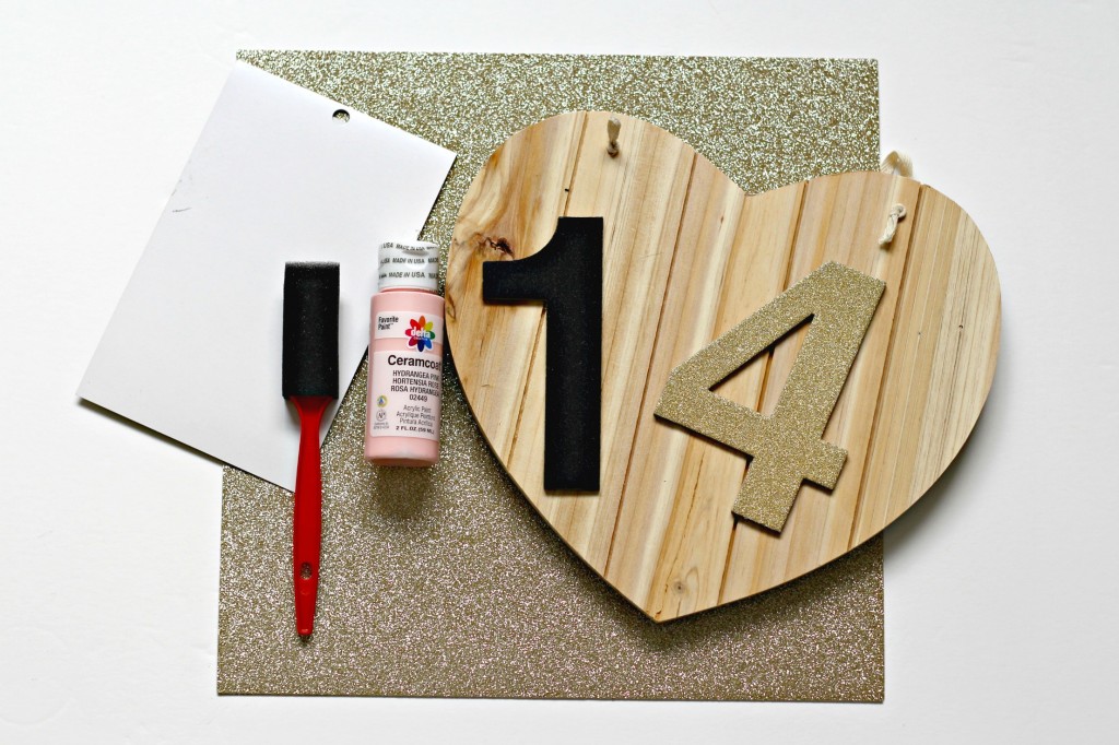 Wood Heart with Glitter Numbers supplies list
