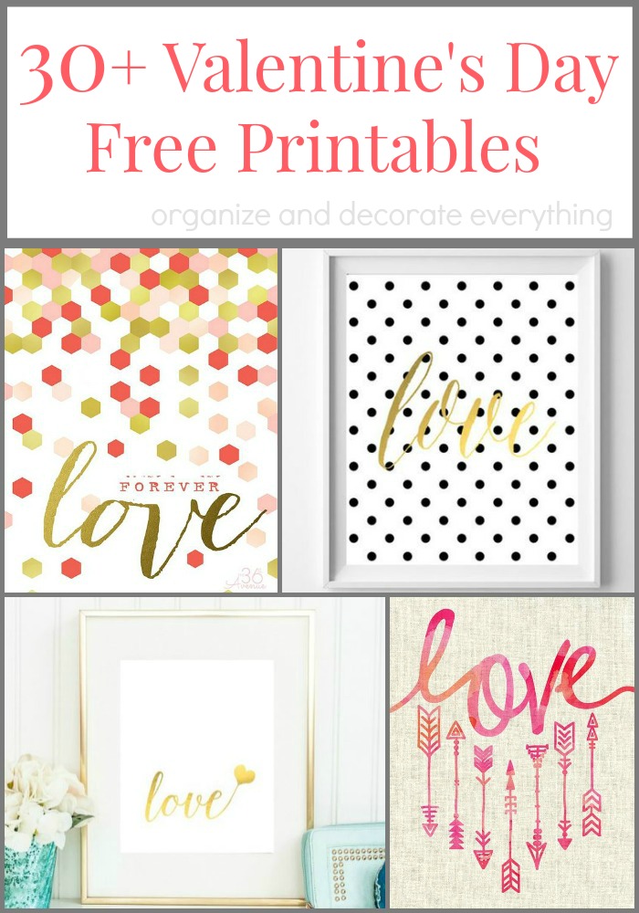 30+ Valentine's Day Free Printables to Decorate Your Home With