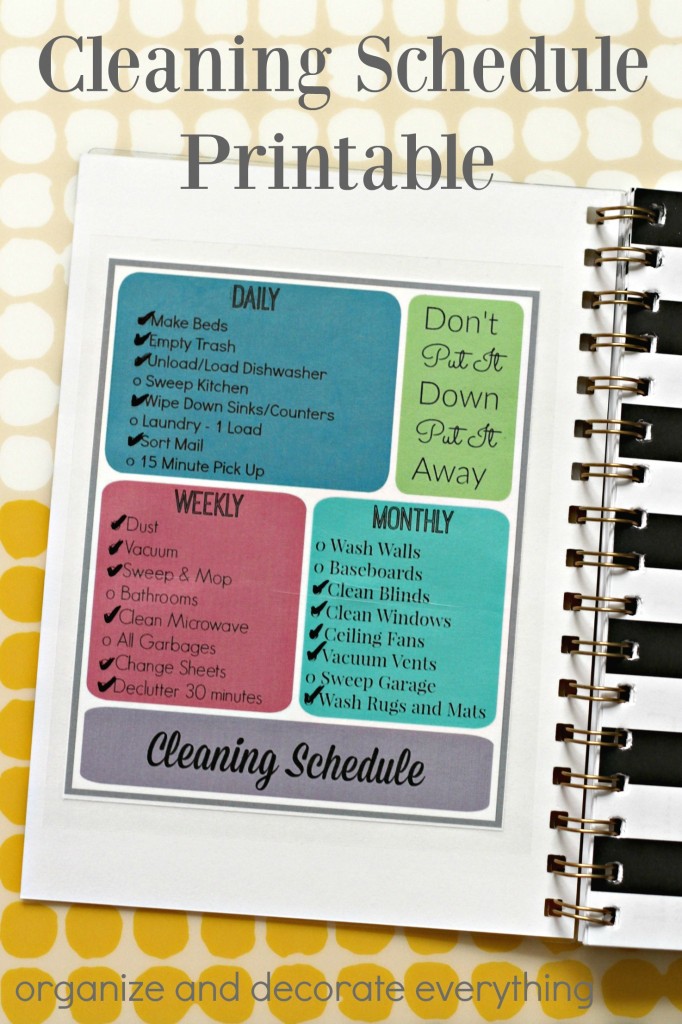 Daily, Weekly, Monthly Printable Cleaning Schedule