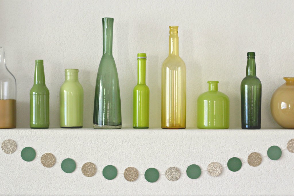 Gold and Green Mantel Bottles and Vases