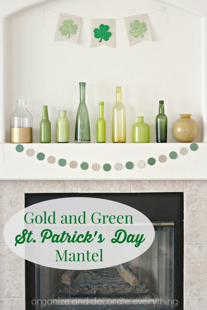Gold and Green St. Patrick's Day Mantel