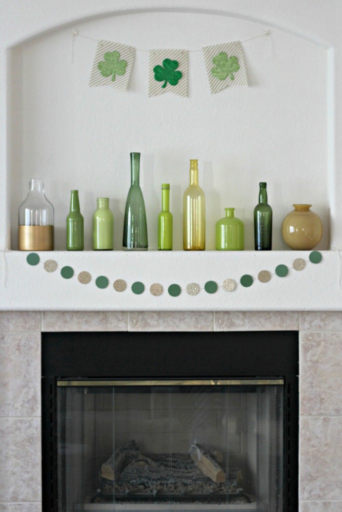 Gold and Green St. Patrick's Day Shamrock Mantel