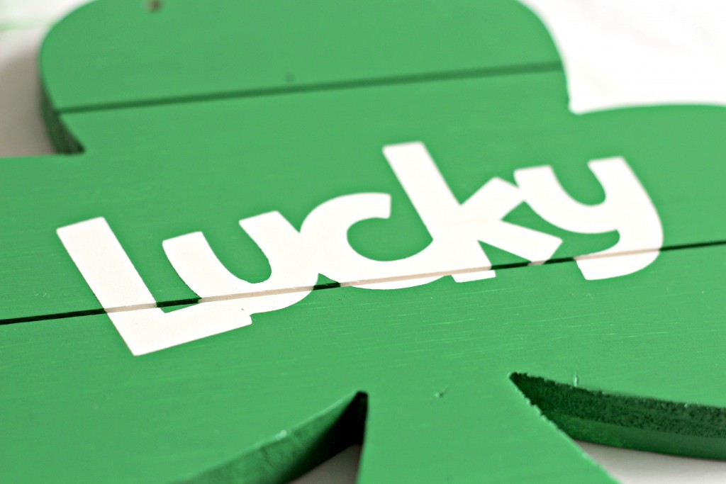 Lucky Shamrock close up of lettering