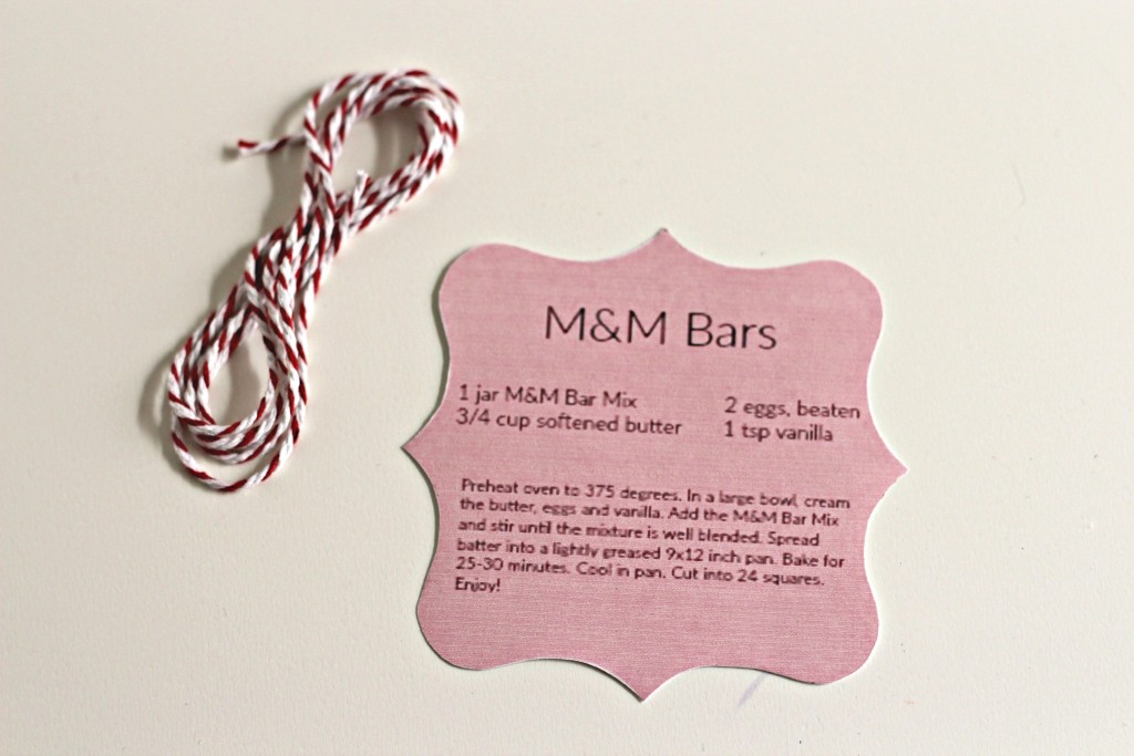 M&M Cookie Bar ingredients tag
