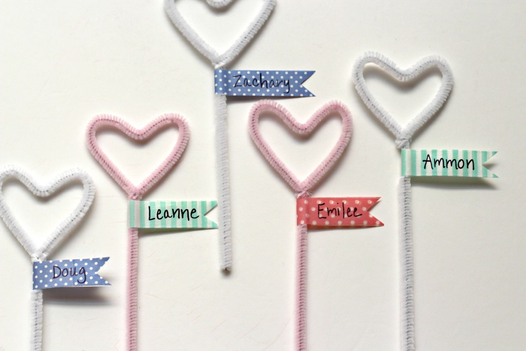 Pipe Cleaner Hearts with Washi Tape Flags