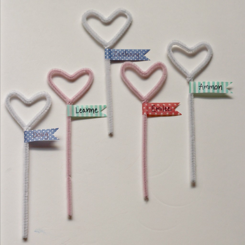 Pipe Cleaner Hearts with name tags