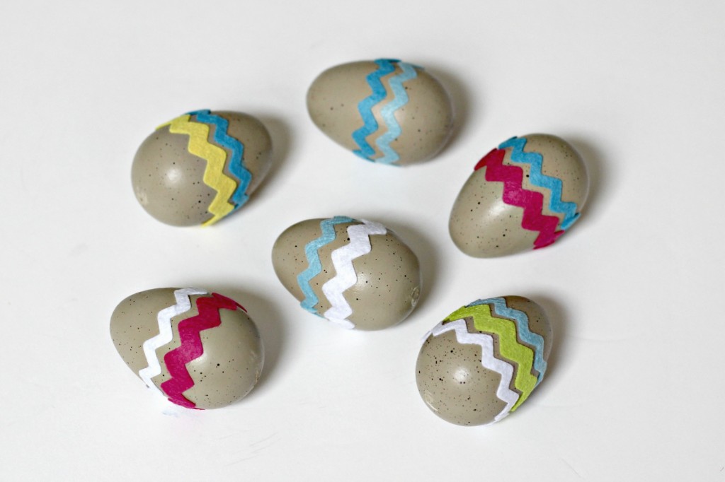 Decorated Easter Eggs with felt stickers