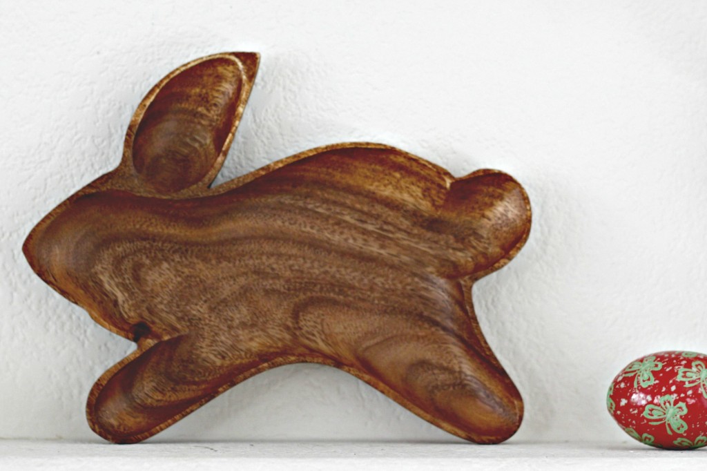 Easter Mantel Natural Wood Bunny