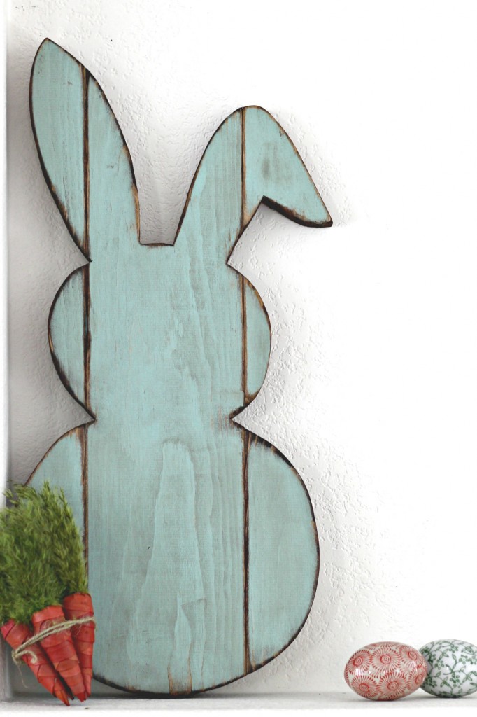 Easter Mantel Wood Bunny