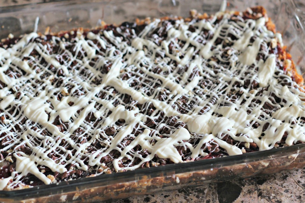 Gluten Free Blackberry Magic Bars chocolate layers