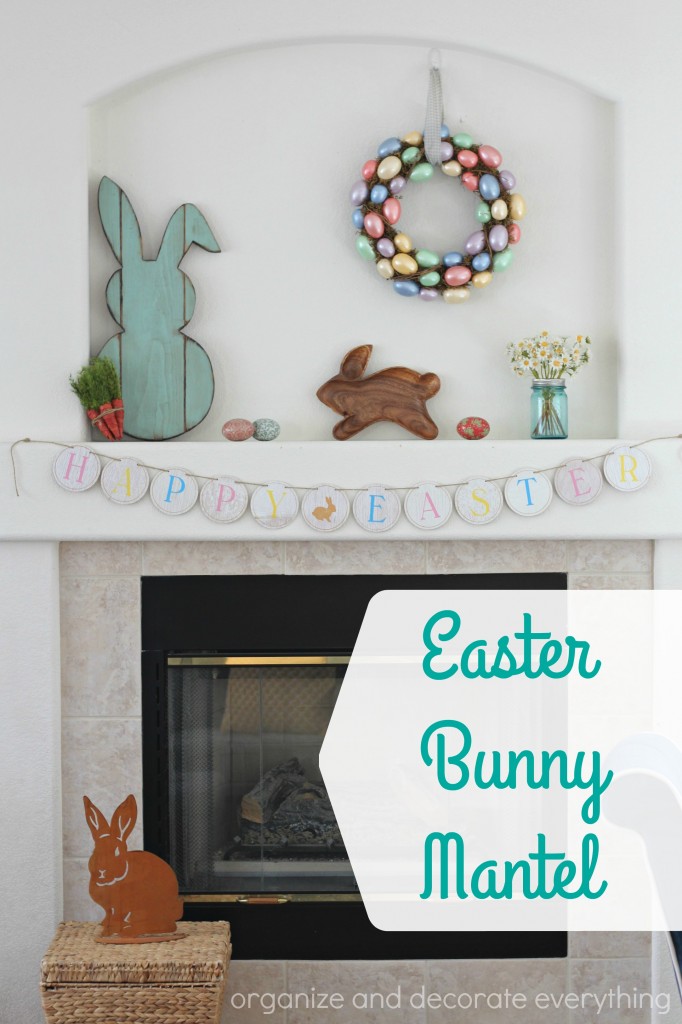 Simple Easter Egg and Bunny Mantel