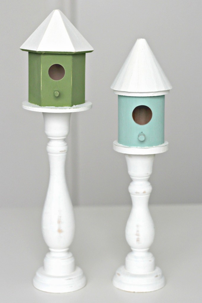 Candlestick Bird Houses blue and green